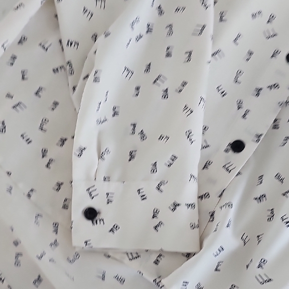 White Button-Up Shirt with Black Pattern - Picture 5 of 5